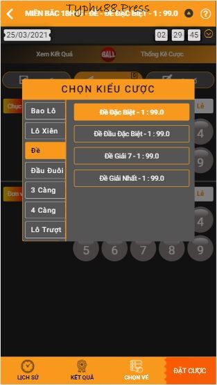 chọn kiểu cược xổ số